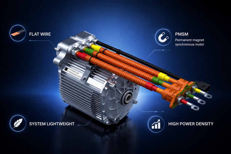 Lightweight permanent magnet synchronous motor and electronic control